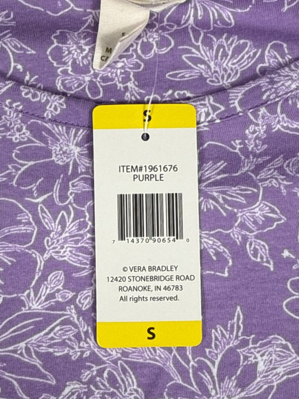 Vera Bradley Purple Floral Short Sleeve Dress Small - Picture 7 of 8